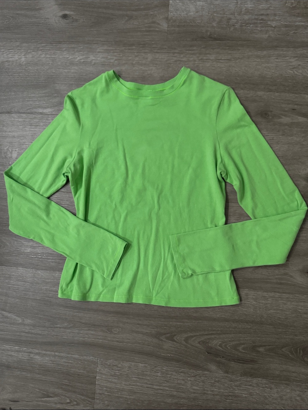SKIMS Cotton Jersey Long Sleeve T-Shirt Neon Green